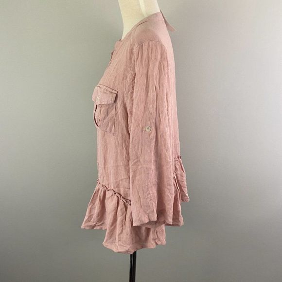 NWT DEREK HEART Pink Boho Button Down Shirt (S) - Picture 4 of 8